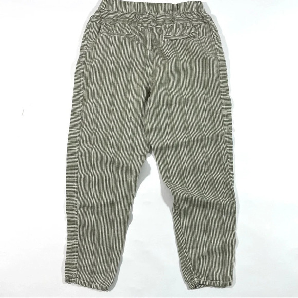 Anthropologie Olive Stripe Linen Pants Size XS Tapered Leg - Picture 3 of 9